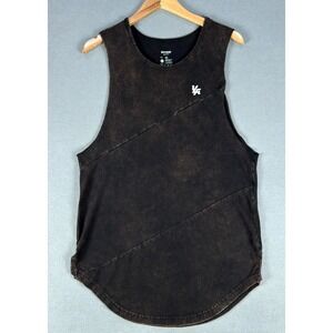 YoungLA Tank Top Medium Black Acid Wash Drop Cut Aesthetics Bodybuilding Gym